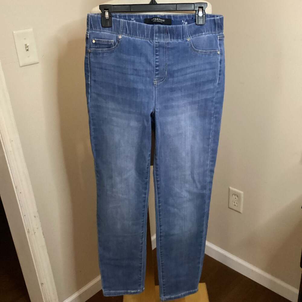Liverpool Los Angeles The Slim Pull-On Mid-Rise Jeans Blue Size 6/28 - Picture 1 of 2